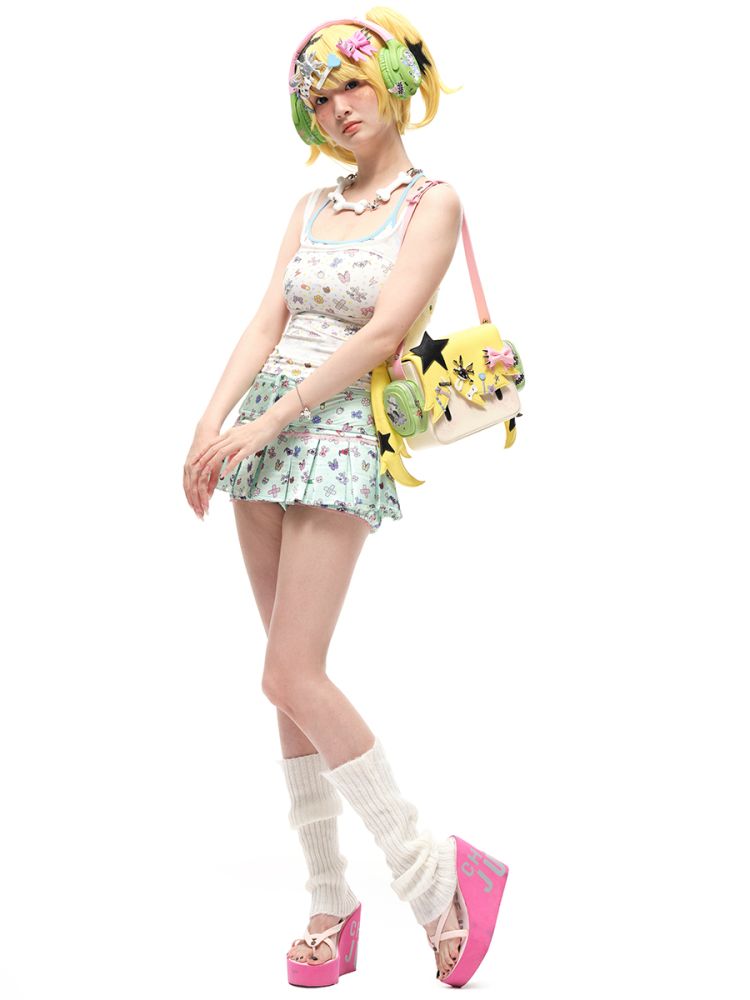 Small appliqué print pleated skirt【s0000012590】