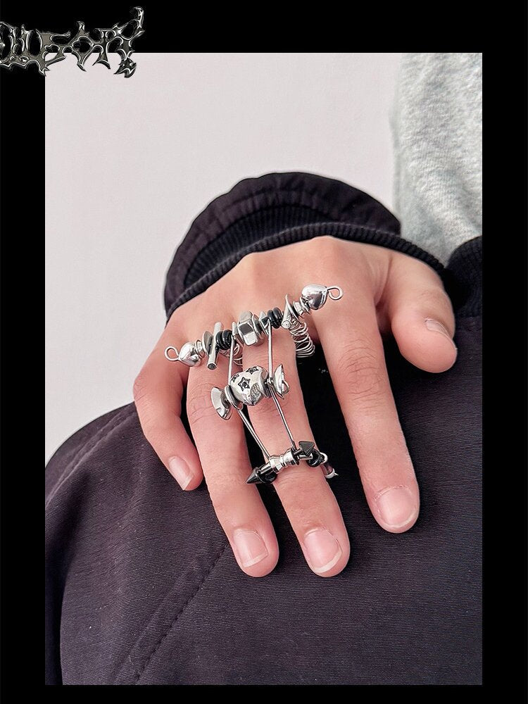 Punk Mechanical Joint Adjustable Ring【s0000018881】