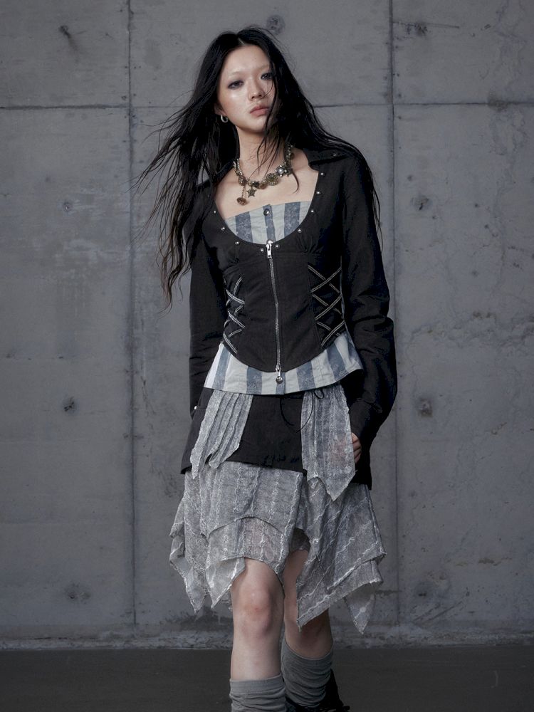 Short low collar long sleeve shirt【s0000013478】