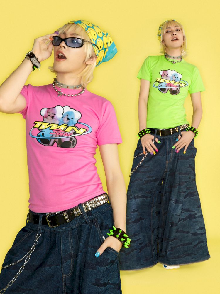 Dopamine Street Positive Shoulder T-Shirt【s0000012462】