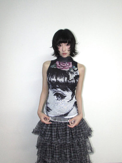 Comic Book Girly Double Mesh Vest【s0000018653】