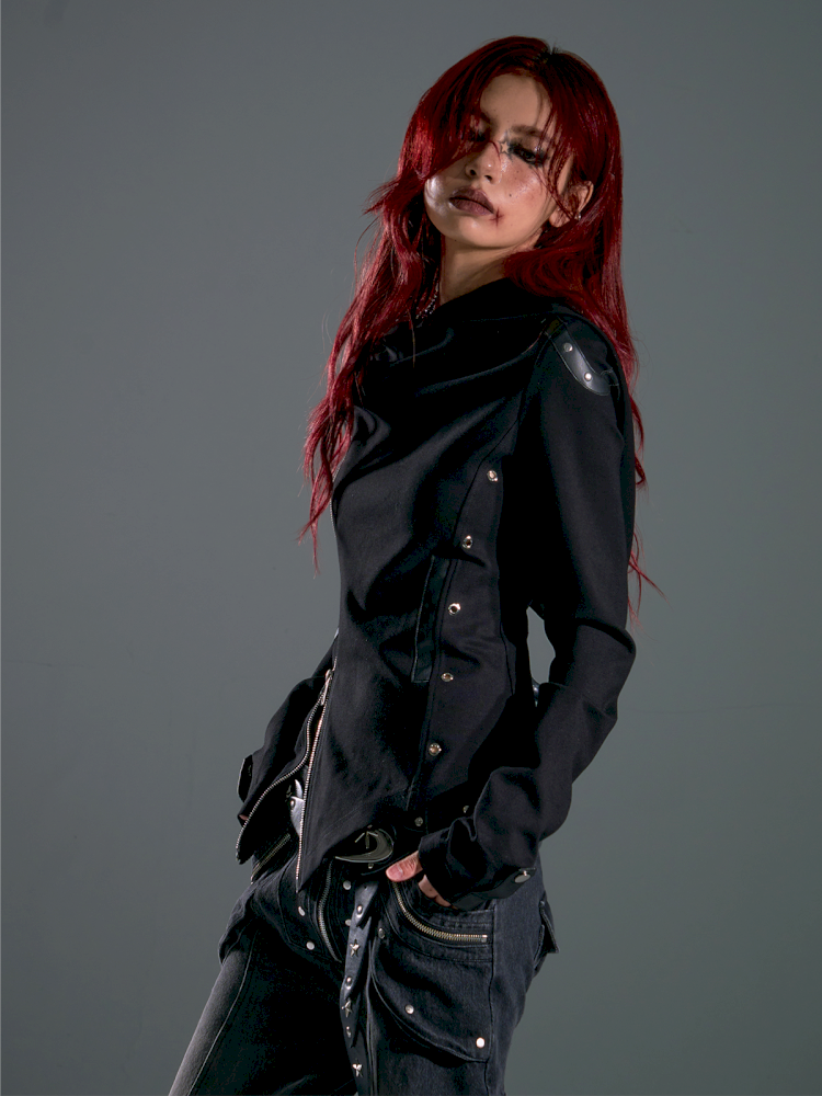 Asymmetric Slim-Fit Zipper Knit Cardigan【s0000013916】