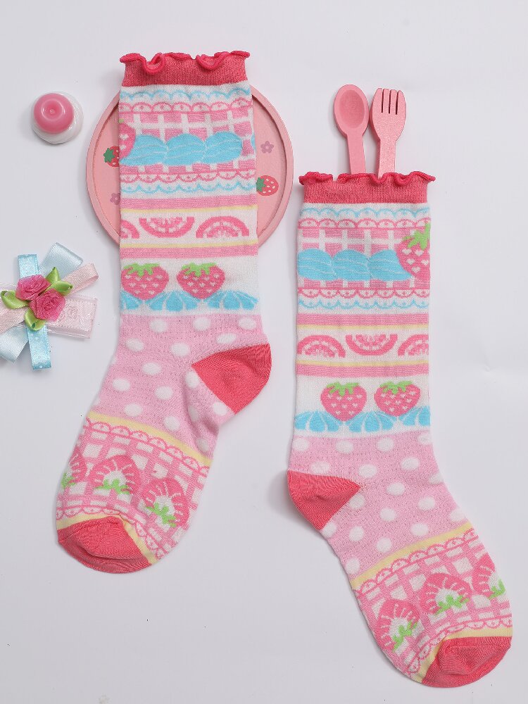 Strawberry Cake Print Summer Socks【s0000017757】