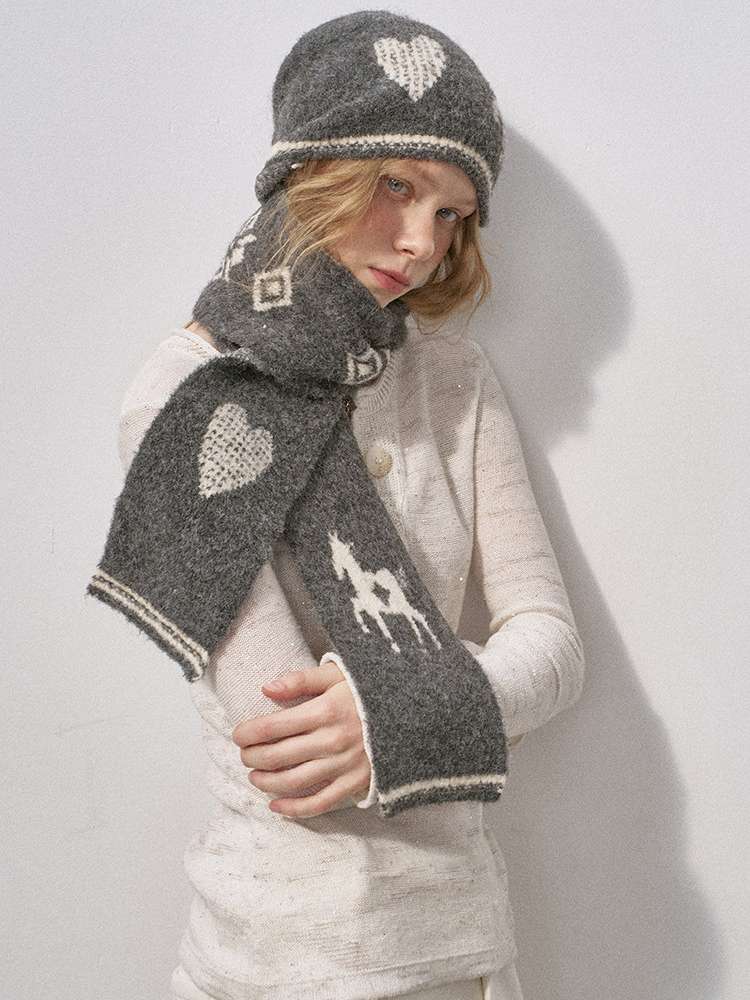 Love Pony Knitted Plush Hat Scarf【s0000015217】
