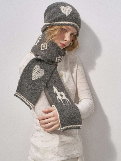 Love Pony Knitted Plush Hat Scarf【s0000015217】