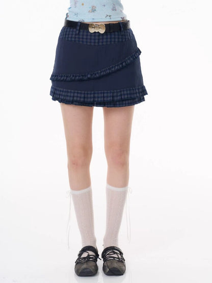 Plaid Pleated Hem Slimming Skirt【s0000016608】