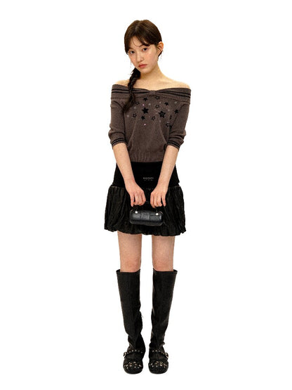 Star Diamond One Shoulder Knit【s0000016116】