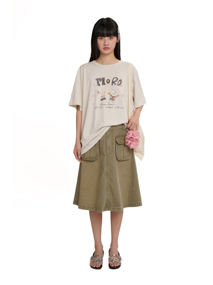Soft collar worn Loose short-sleeved T-shirt【s0000012544】