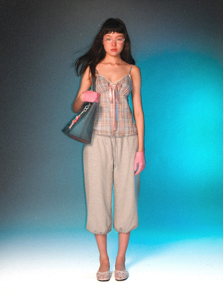Vintage Plaid Bow Strap Top Dress【s0000017424】