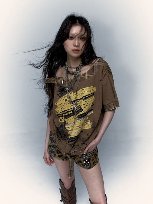 Printed Loose Short Sleeve T-Shirt [s0000008130]