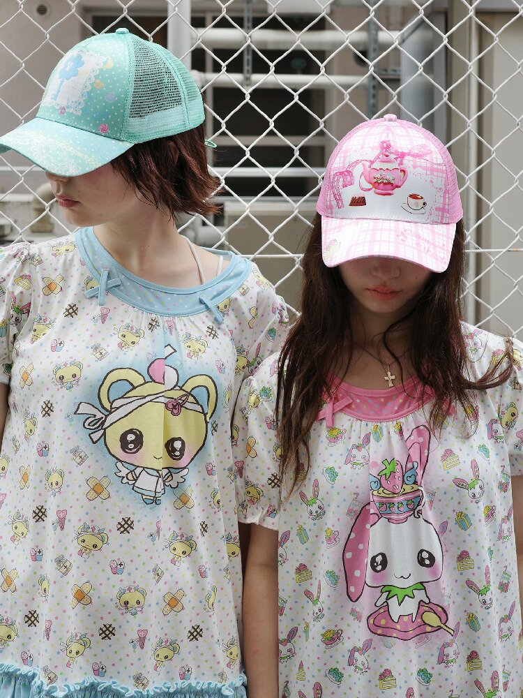 Printed Bear Bunny Fake Two Piece Dress【s0000017764】