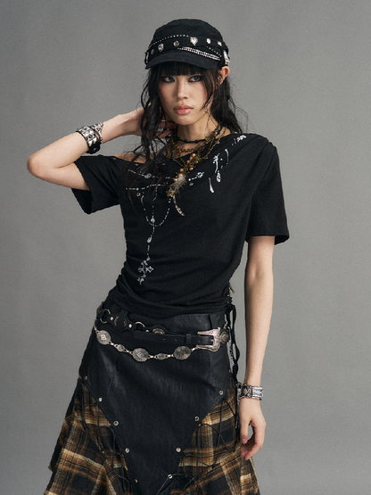 Street Punk Cross Halter T-Shirt【s0000017531】