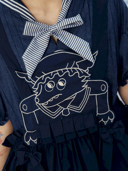 Navy Blue Layered Vest Apron【s0000014156】