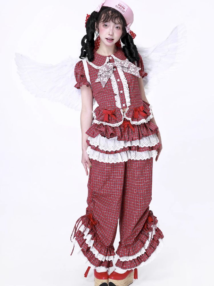 Retro Red Plaid Trousers【s0000012192】