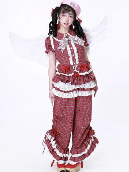 Retro Red Plaid Trousers【s0000012192】