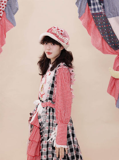 Checkered Jacquard Lace Dress【s0000019289】