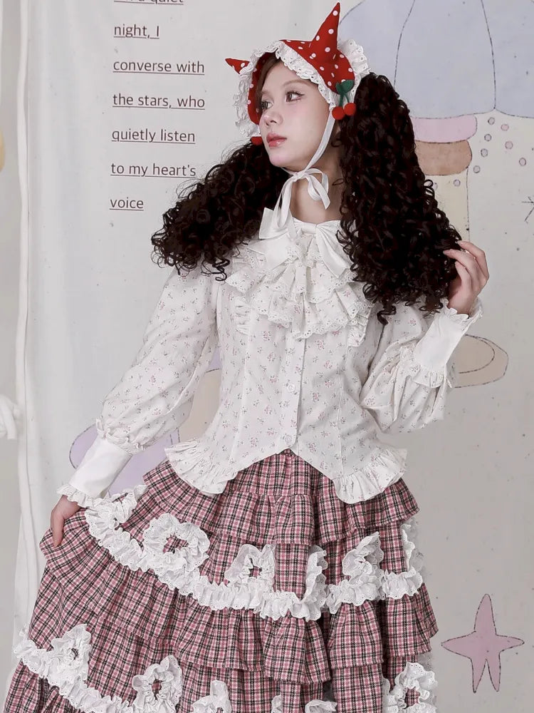 Lolita White Long-Sleeve Floral Blouse【s0000014101】