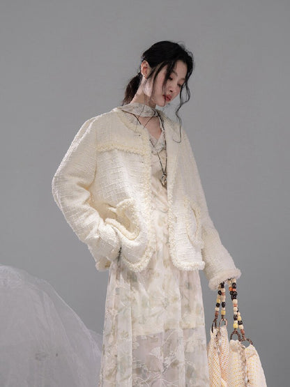 Broken Apricot White Wool Jacket【s0000015735】