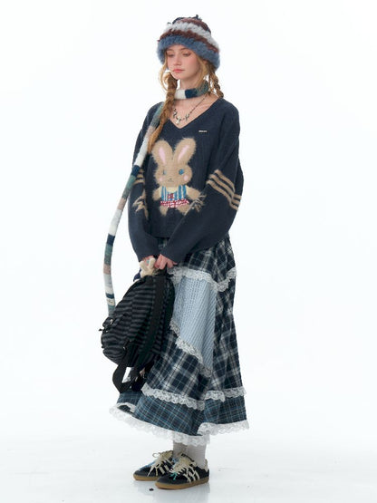 V- 넥 소프트 어두운 회색 스웨터 [S0000011496]