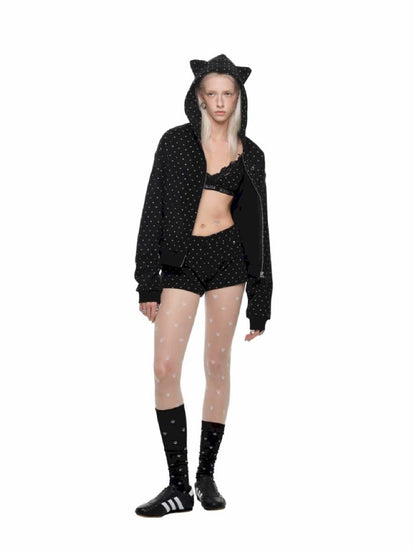 Cat Ears Hooded Cardigan Sweatshirt【s0000011580】