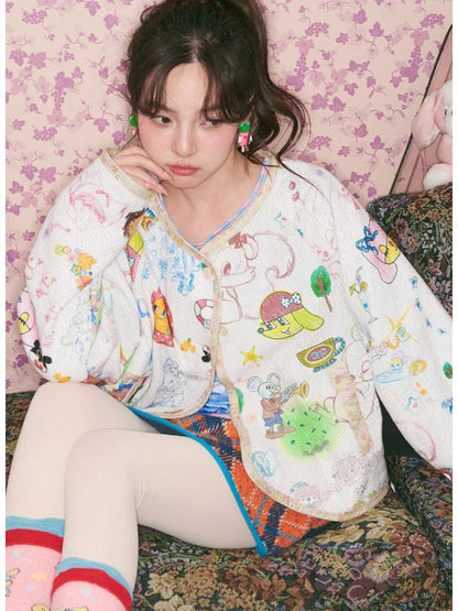 Graffiti Fleece Button Cardigan【s0000015369】