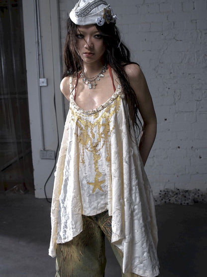 Ribbon Lazy Irregular Loose Halter Top【s0000012787】