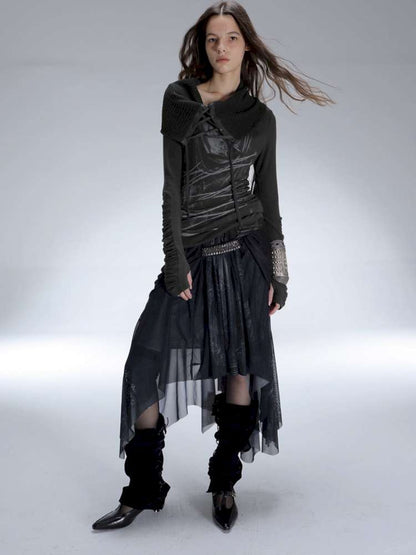 Mysterious Castle Print Mesh Skirt【s0000014716】