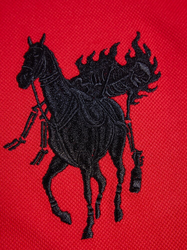 Blazing Soul Embroidered Polo Shirt【s0000016960】