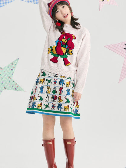Colorful Animal Knit A-Line Skirt【s0000019254】