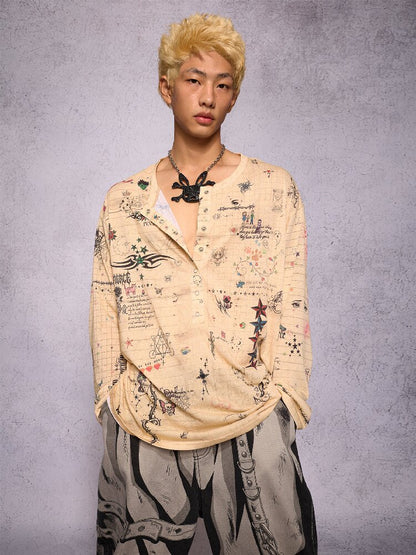 Manuscript Print Long Sleeve【s0000019143】