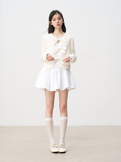 Bowknot Waisted A-line Puffy Short Dress【s0000011957】