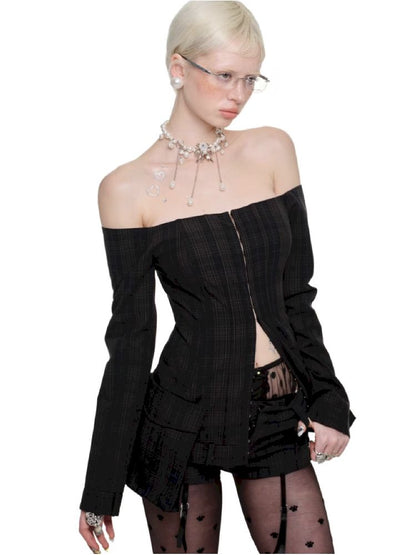 One Shoulder Hook Button Blazer【s0000011600】
