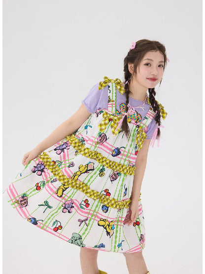 Plaid Bear Pattern Suspender Skirt【s0000016705】