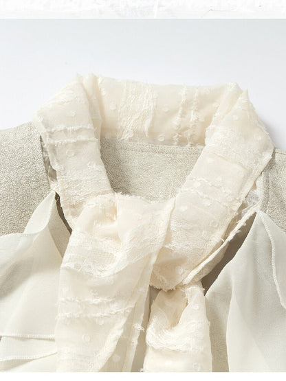 Streamer Snood Chiffon Leather Jacket【s0000015942】