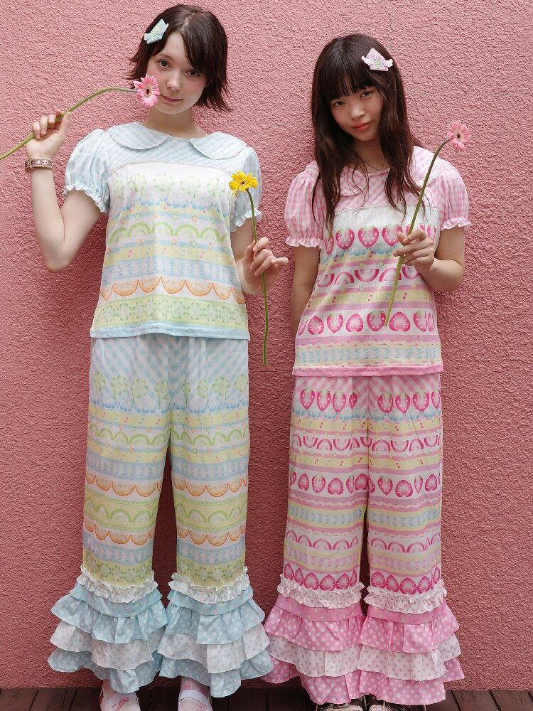 Fruit Plaid Casual Versatile Pants【s0000017766】