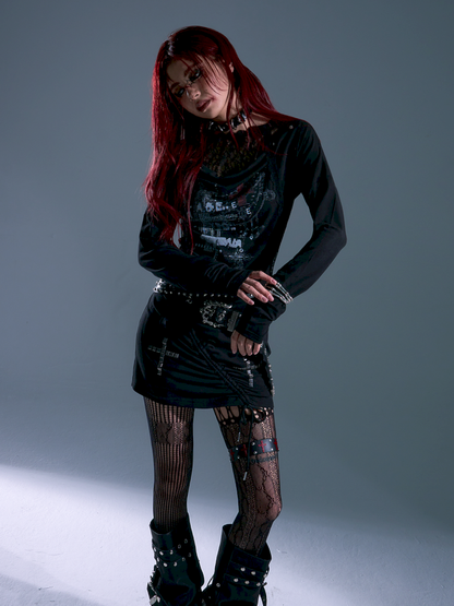 Printed Long Sleeve Knit Dress【s0000013690】