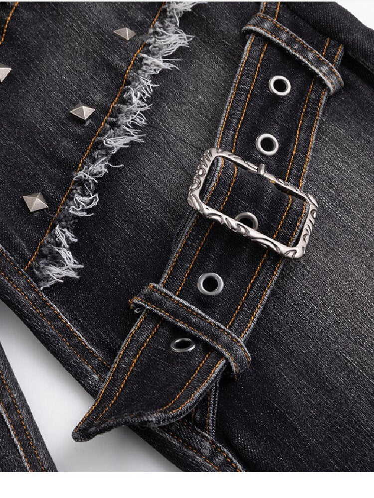 Splicing Hole Grunge Straight Jeans【s0000016284】