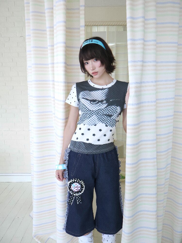 Antique Polka Dot Cat Print Top【s0000018678】