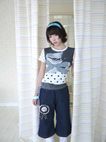 Antique Polka Dot Cat Print Top【s0000018678】