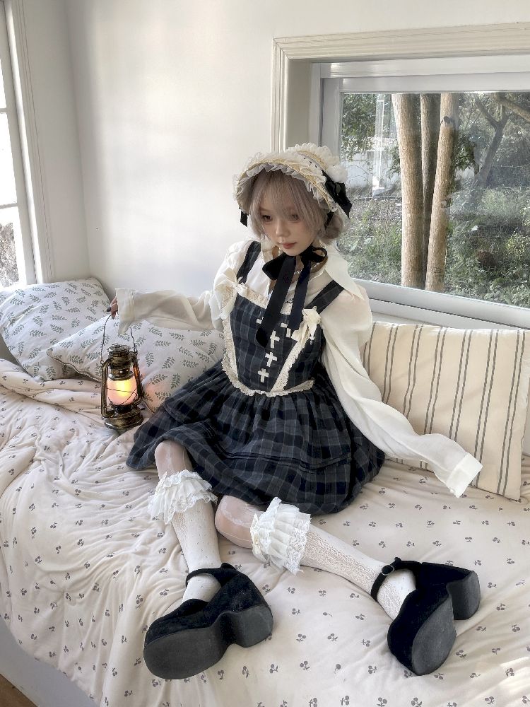 Waisted Fishbone Lace Bow Tie Dress【s0000011341】