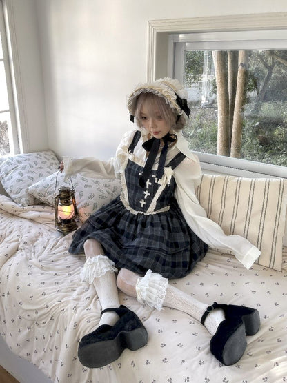 Waisted Fishbone Lace Bow Tie Dress【s0000011341】