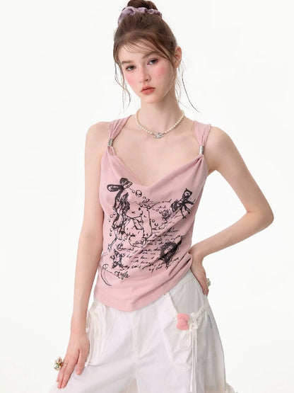 Retro Bunny Print Swing Camisole【s0000017677】