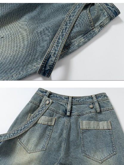 Washed Scratch Wide-Leg Jeans【s0000016255】