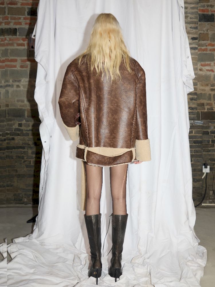 FUR ONE LEATHER COAT [S0000010942]