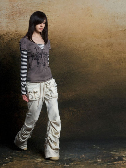 토템 크로스 인쇄 긴 슬리브 티셔츠 [S0000011819]