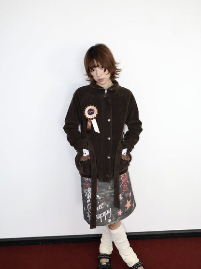 Vintage Badge Suede Patchwork Jacket【s0000018668】