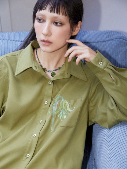 Floral Embroider Long Sleeve Blouse [S0000010102]