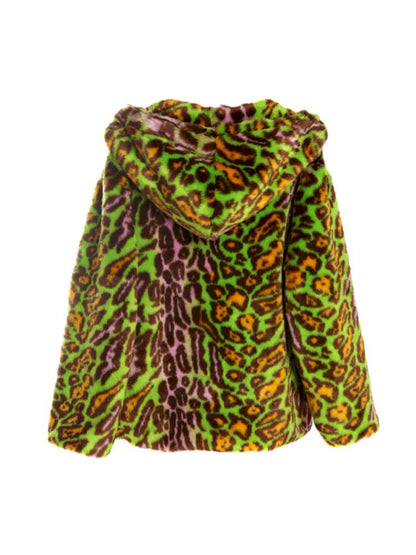 Y2K Leopard Print Cool Fur Hooded Jacket【s0000014911】
