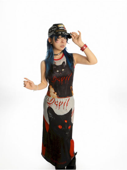 Y2K Stretch Casual Halter Long Skirt【s0000013521】