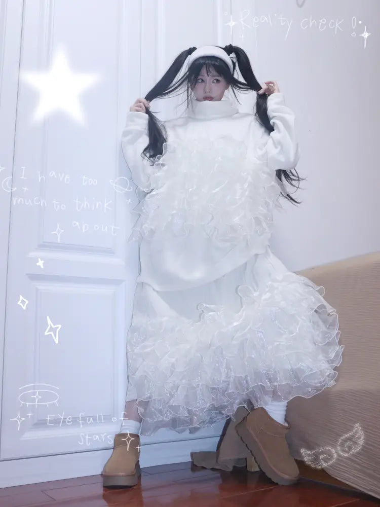 Granulated Sweatshirt with Lace Trim【s0000014345】